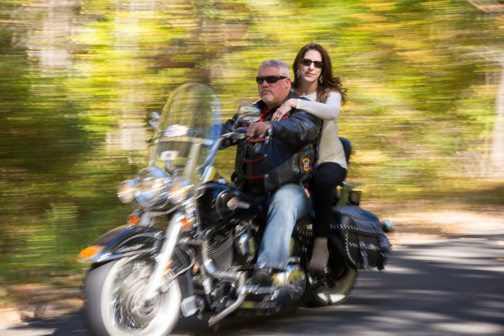 couple on motorcycle