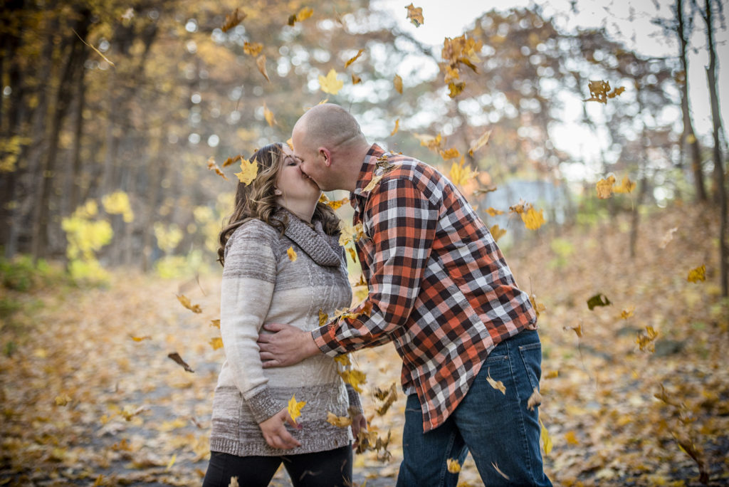 couple with leaves