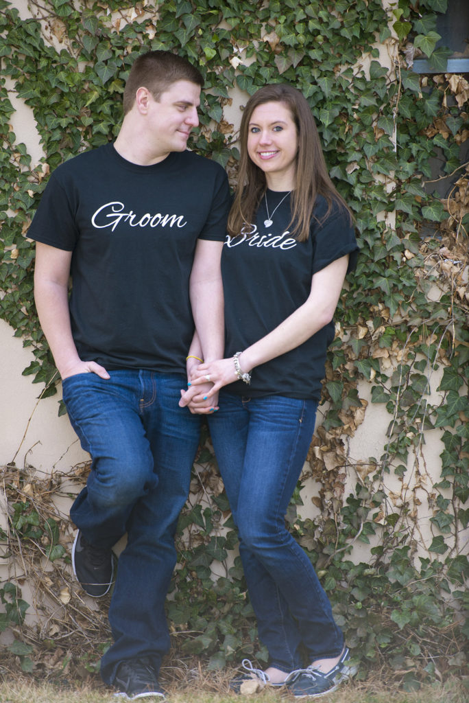 couple with matching tees